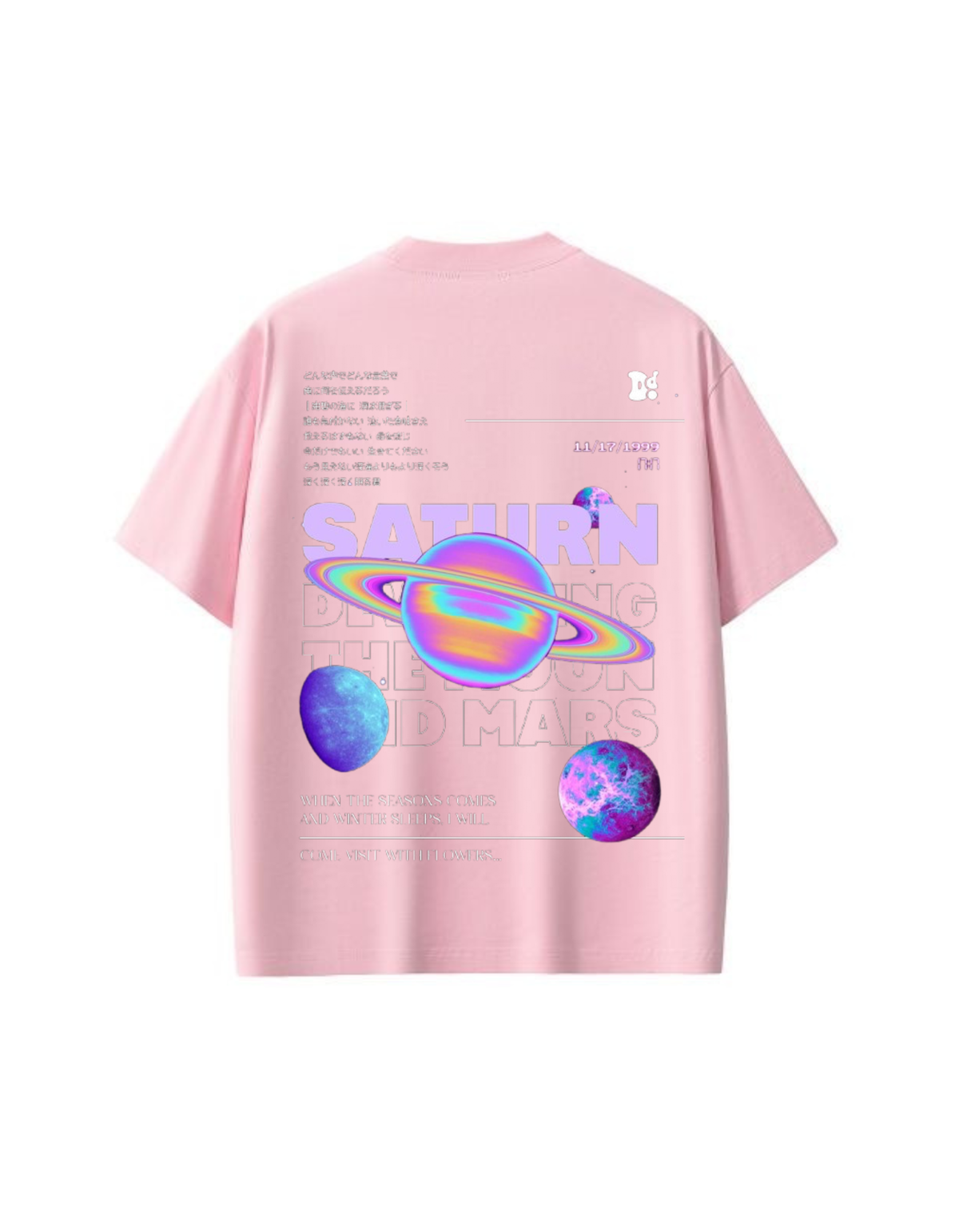 VYBES Saturn Dreams Oversized Graphic T-Shirt – Cosmic Space Tee