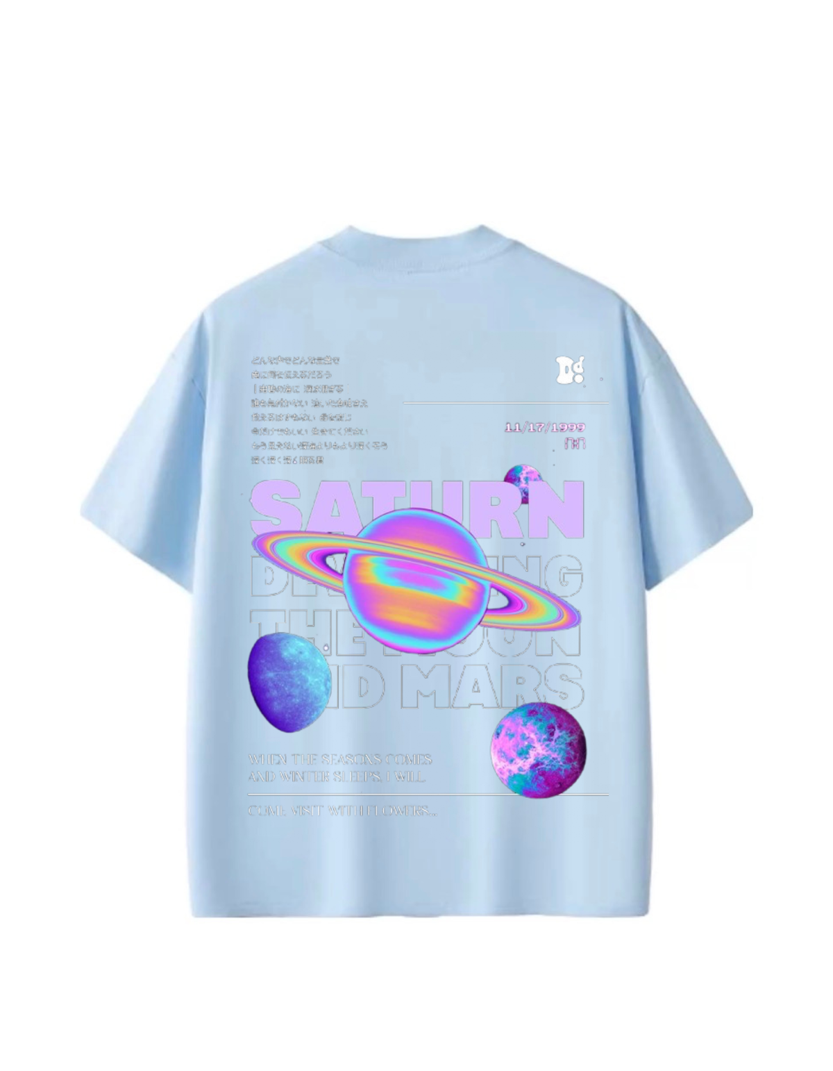 VYBES Saturn Dreams Oversized Graphic T-Shirt – Cosmic Space Tee