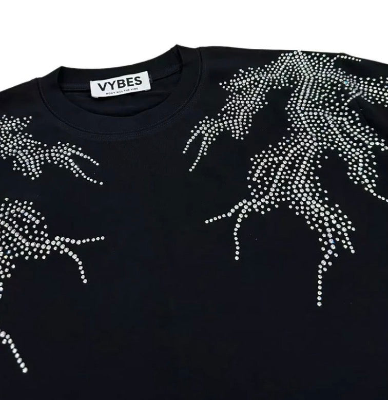 VYBES Rhinestone Lightning Tee