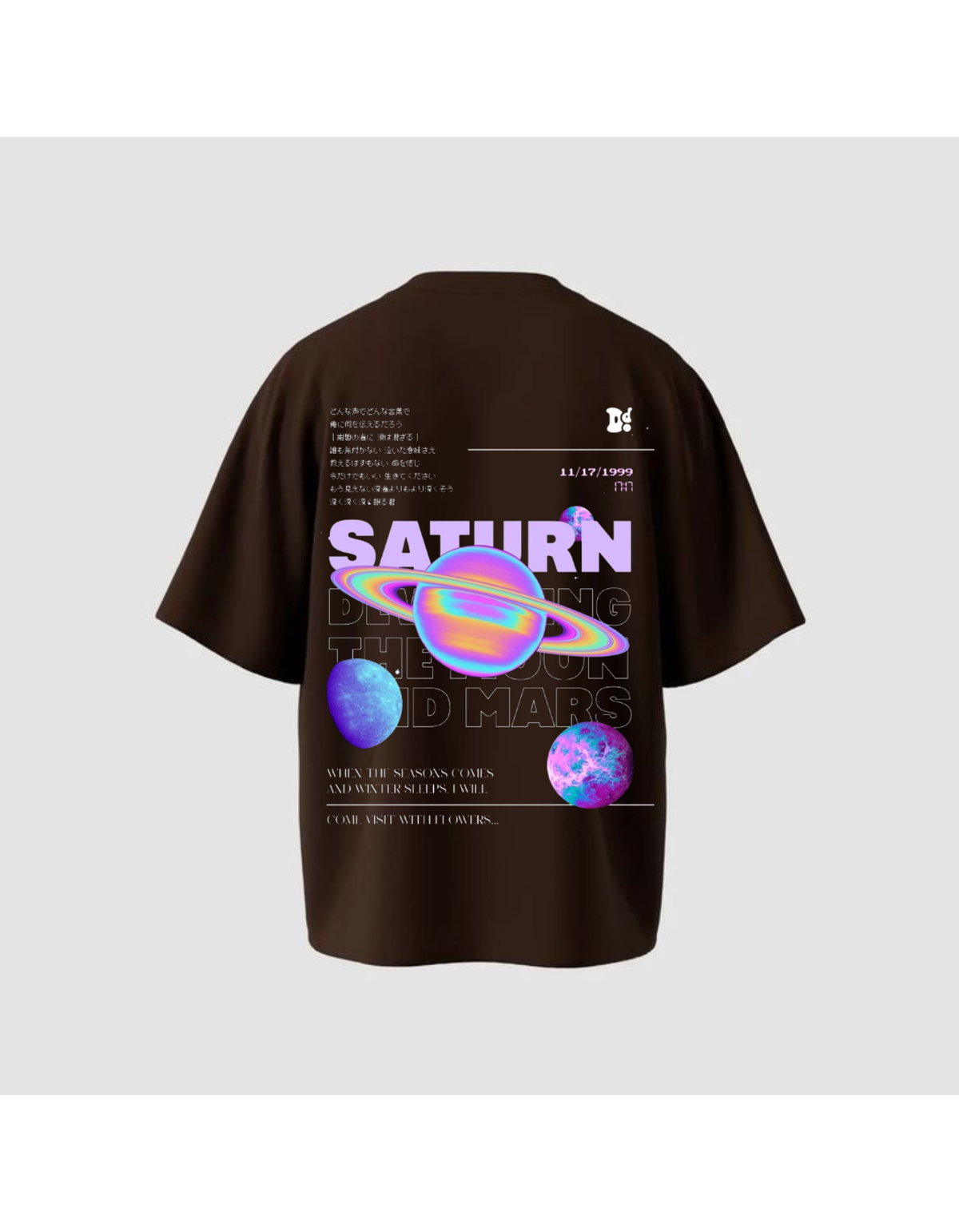 VYBES Saturn Dreams Oversized Graphic T-Shirt – Cosmic Space Tee