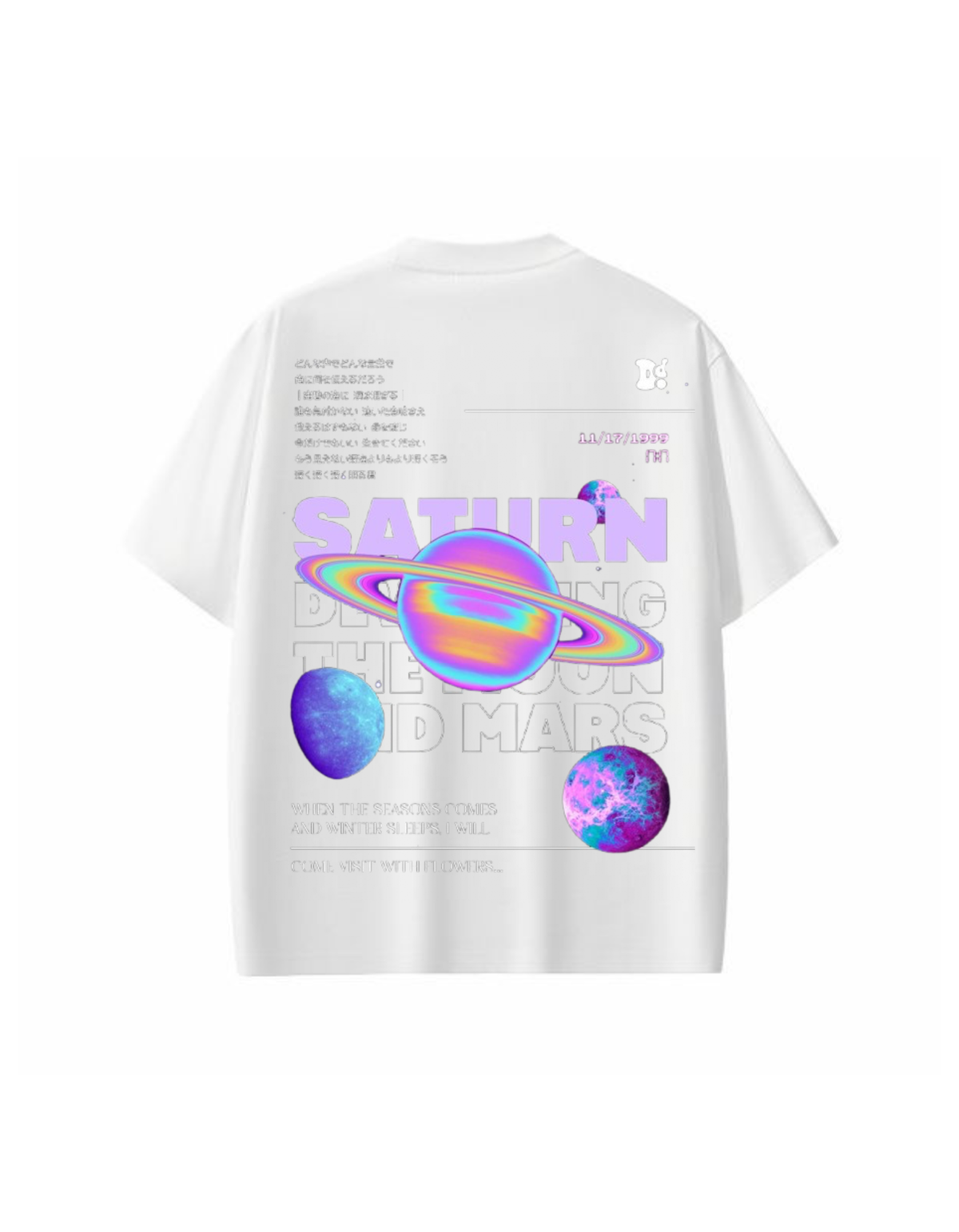 VYBES Saturn Dreams Oversized Graphic T-Shirt – Cosmic Space Tee