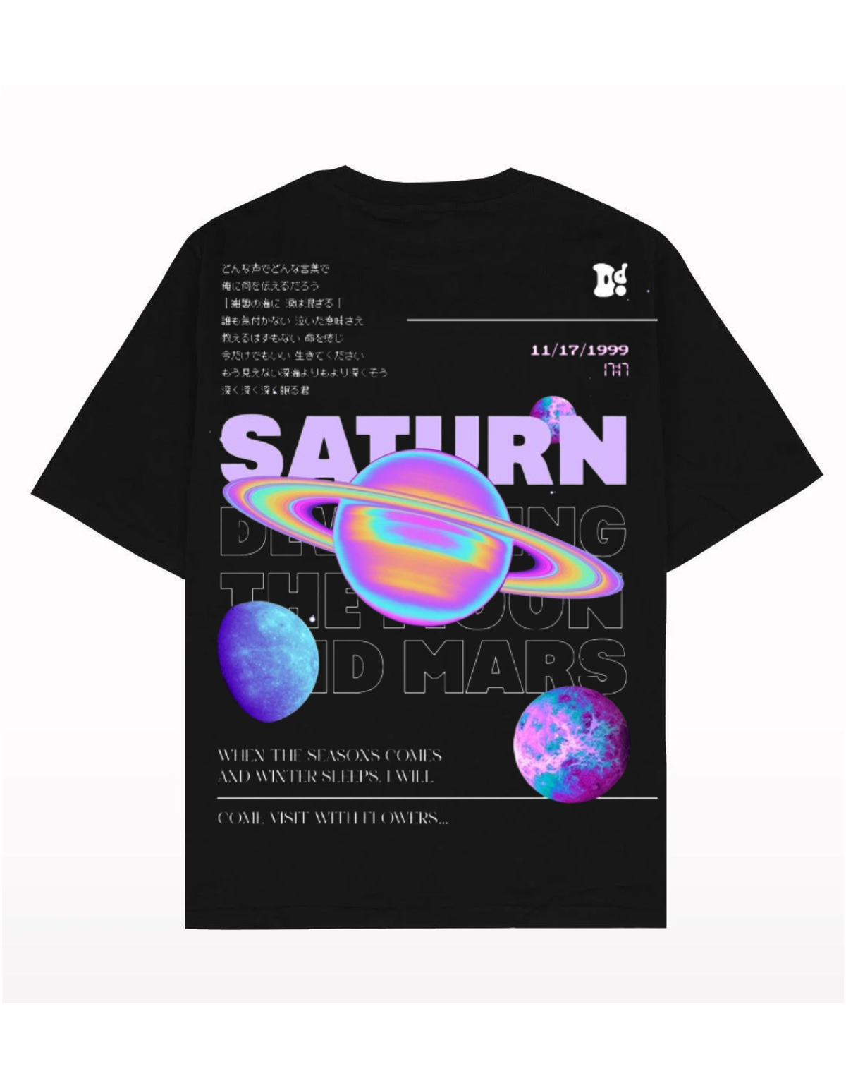 VYBES Saturn Dreams Oversized Graphic T-Shirt – Cosmic Space Tee