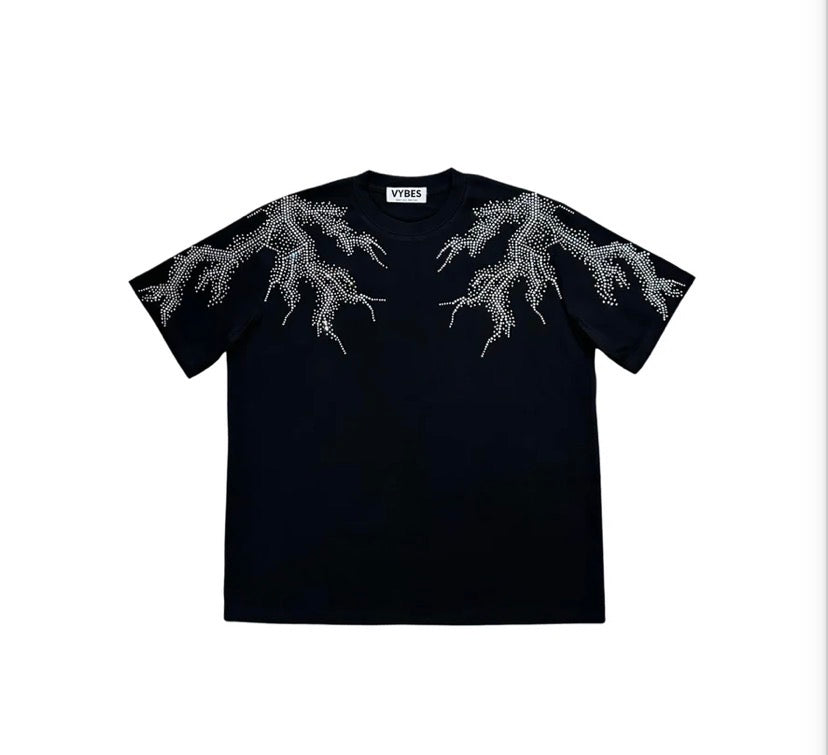VYBES Rhinestone Lightning Tee