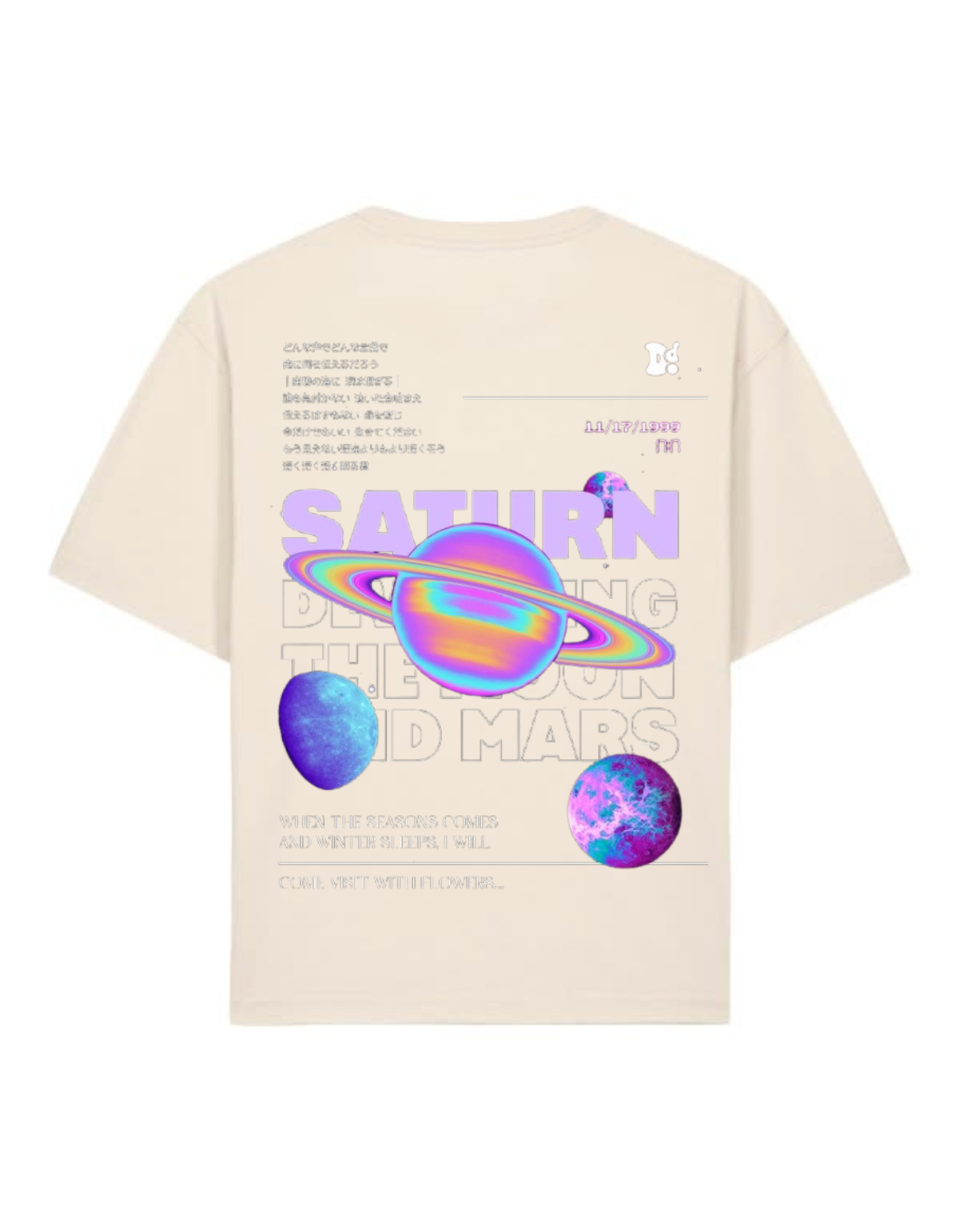VYBES Saturn Dreams Oversized Graphic T-Shirt – Cosmic Space Tee