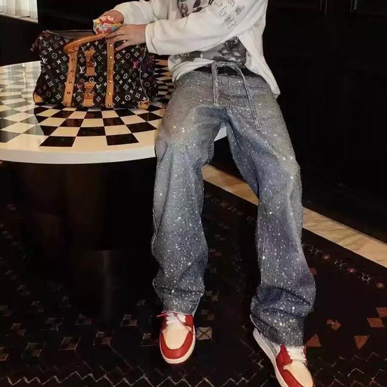 VYBES Rhinestone Baggy Pants