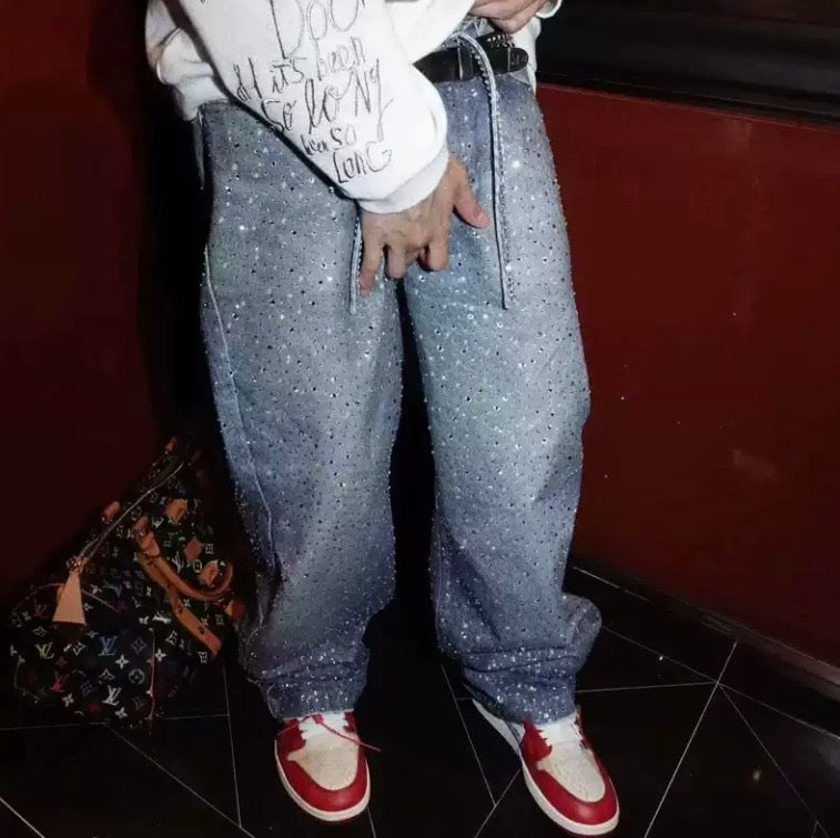 VYBES Rhinestone Baggy Pants