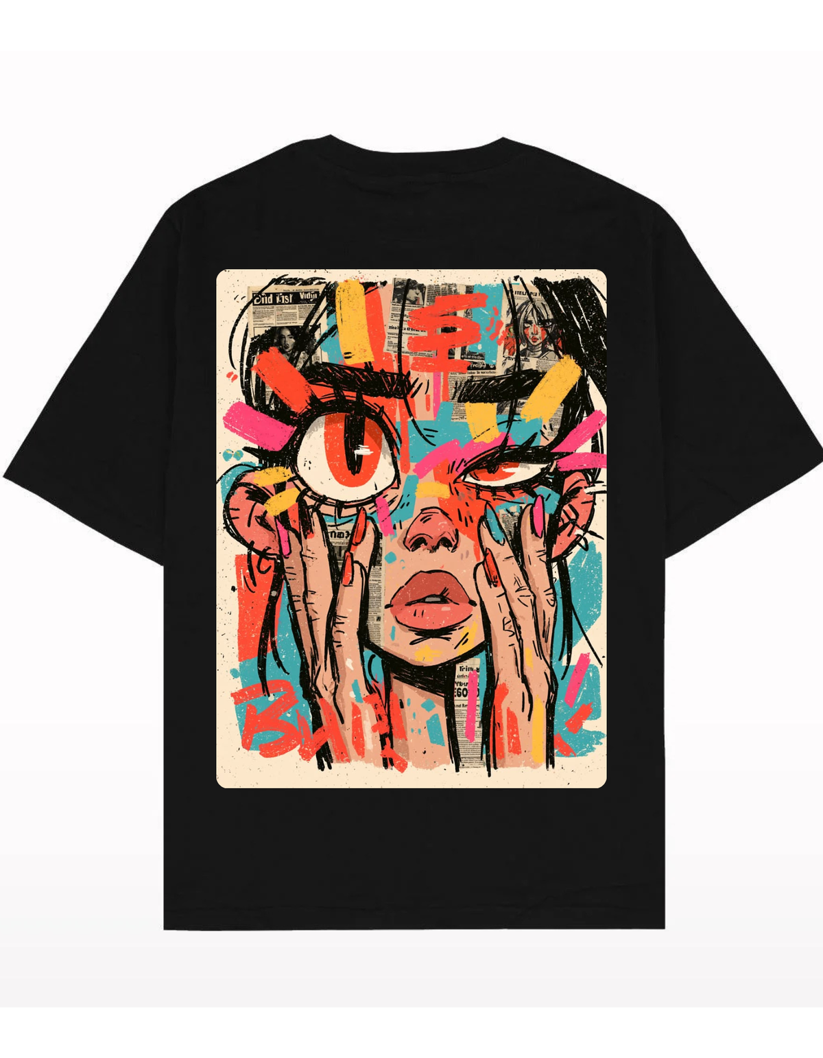 VYBES Urban Vision Graphic Oversized T-Shirt