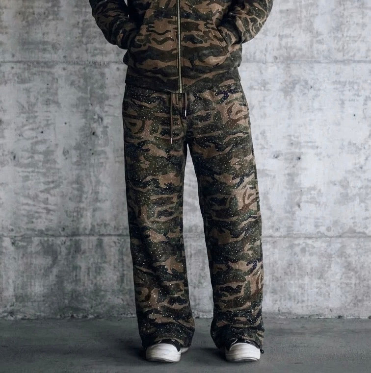 VYBES Rhinestone Camo Sweatpants