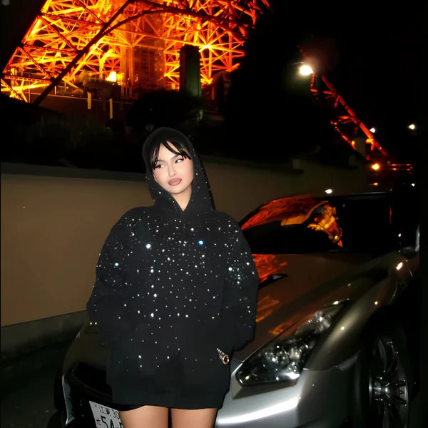 Funkyvibe Rhinestone Galaxy Hoodie